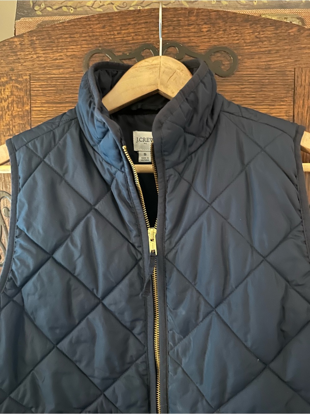 J. Crew Excursion Quilted Navy Womens Vest Classic Sleeveless Jacket Size Small - Picture 3 of 8